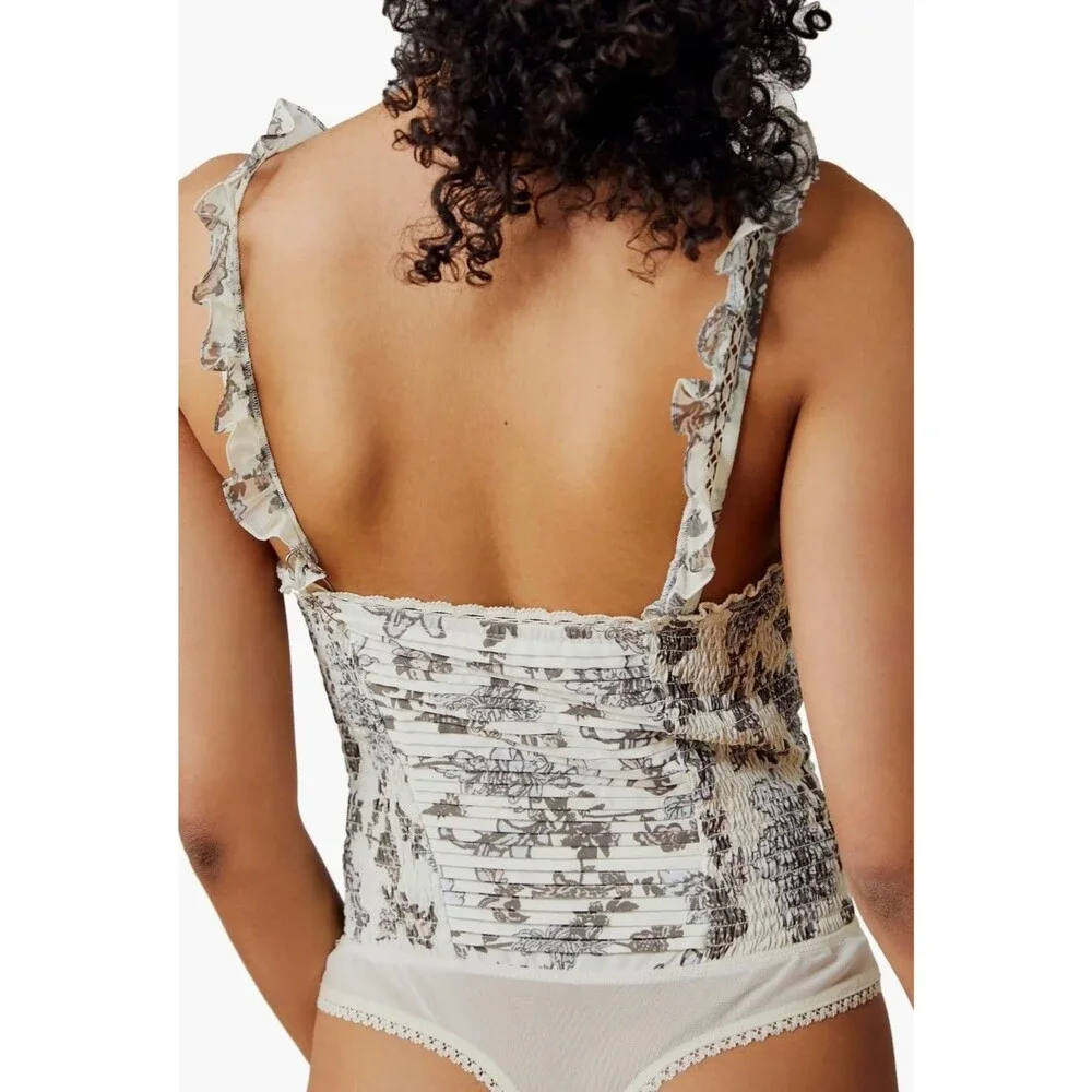 New Intimately Free People Weekend Plans Bodysuit Ivory Floral Sz M Tea Combo